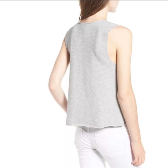 Hinge asymmetrical ruffle terry cloth grey top XS - Picture 2 of 5